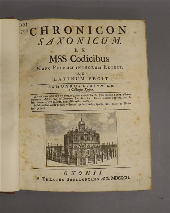 Gibson (Edmund), Chronicon Saxonicum ex MSS Codicibus & Lambard (William), Archaionomia...,